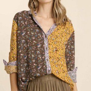 UmGee Floral Print Collared Button Shirt